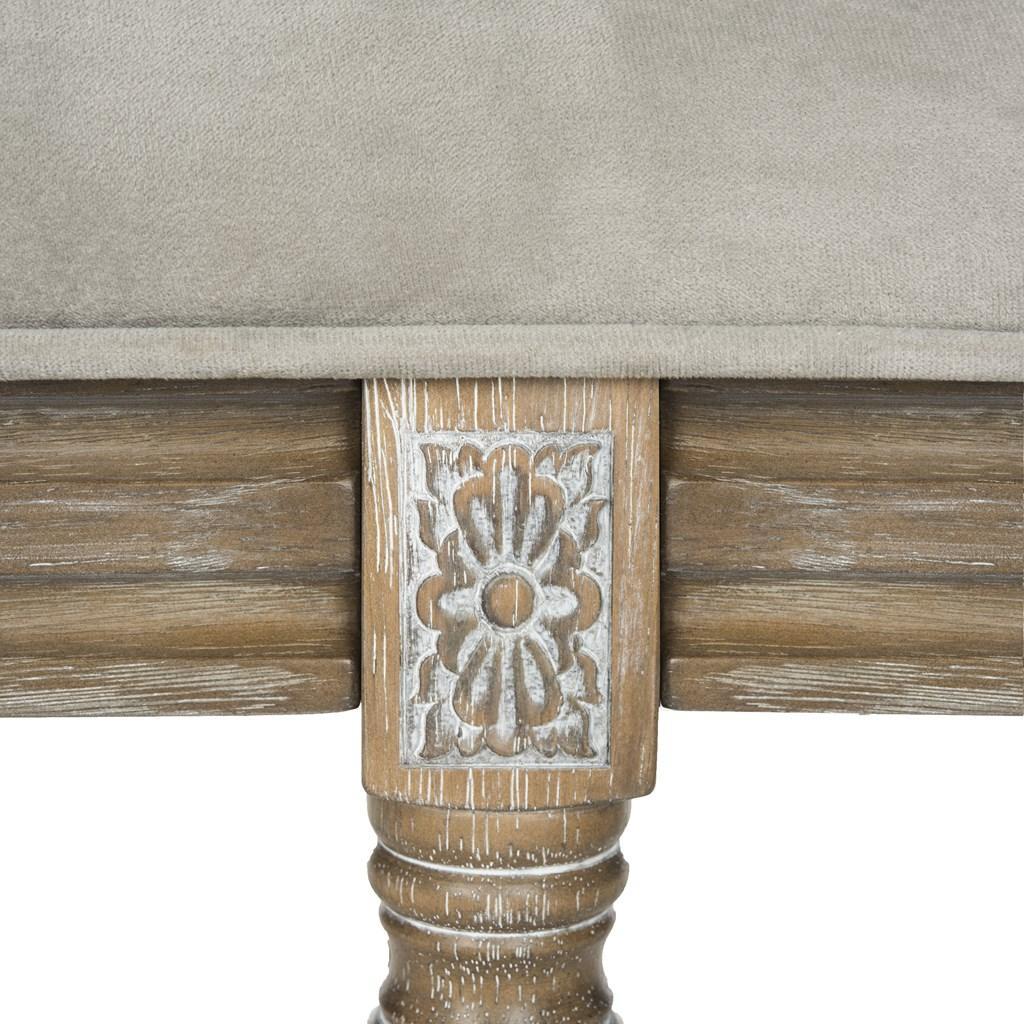 Rocha 19'' H French Brasserie Tufted Traditional Rustic Wood Bench