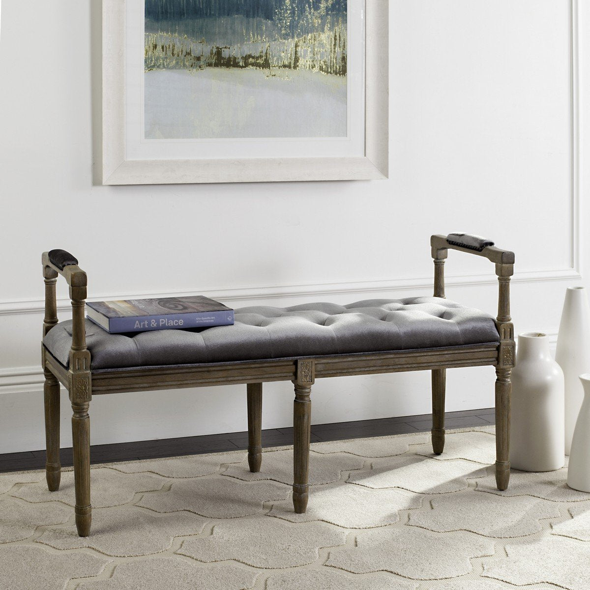 Raiden Velvet Rustic Oak Bench