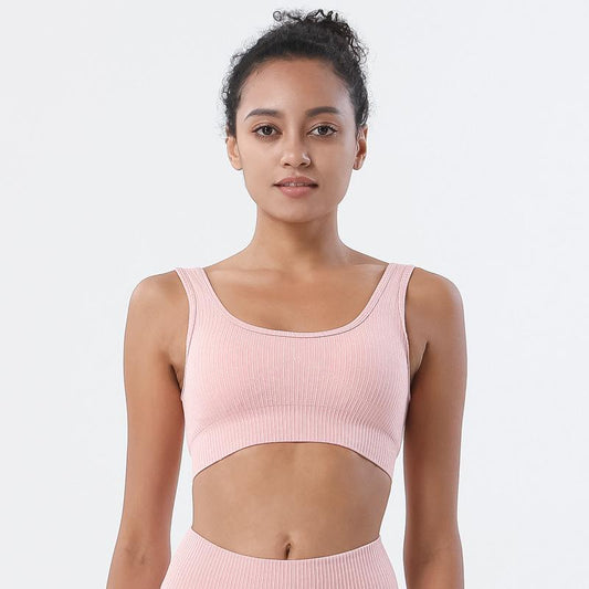 Astoria Seamless Ribbed Sports Bra - Soft Pink