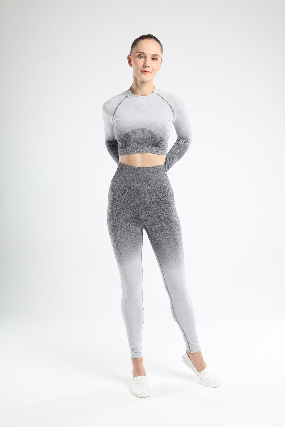 Astoria Seamless Ombre Sleeved Crop - Grey