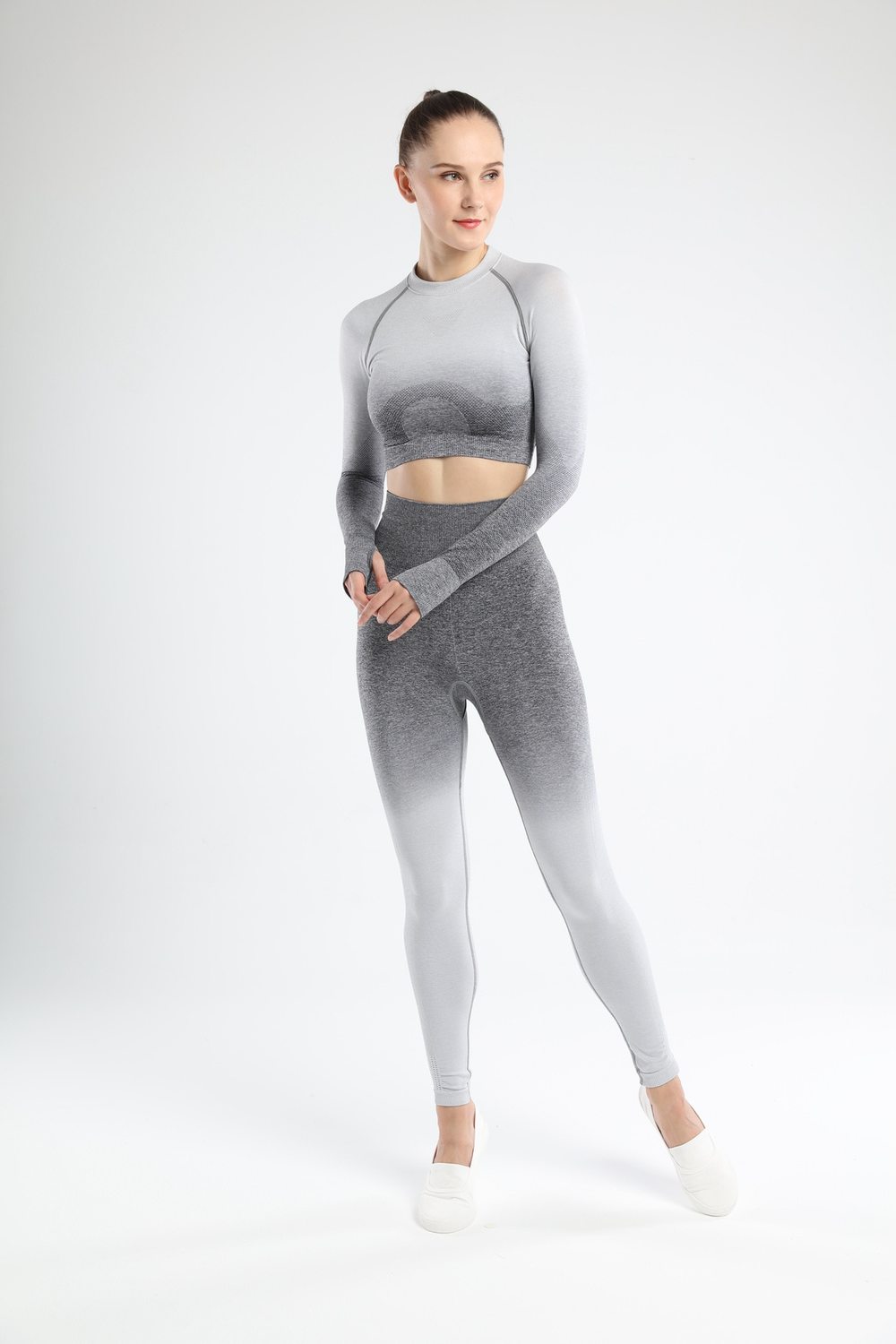Astoria Seamless Ombre Sleeved Crop - Grey