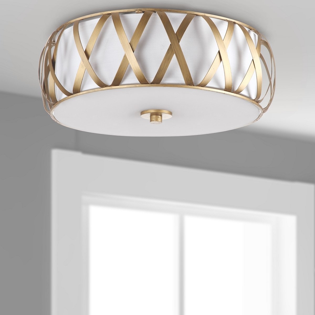 Charing 2 Light Chrome 15.4-Inch Dia Cross Flush Mount
