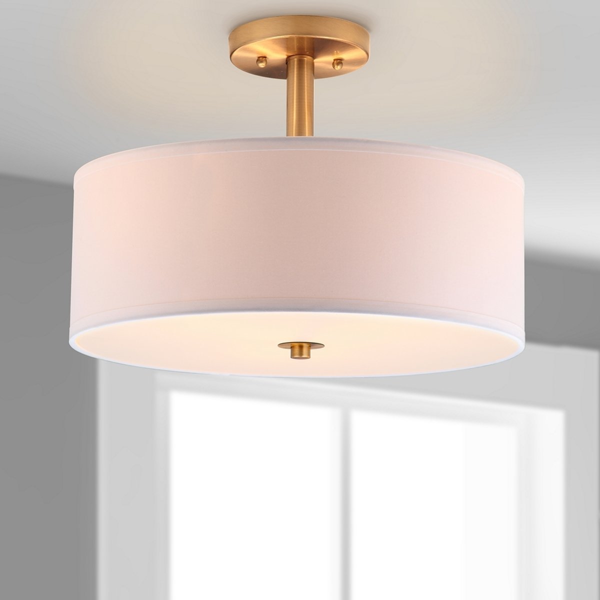 Clara 3 Light Chrome 16-Inch Dia Semi Flush Drum Light