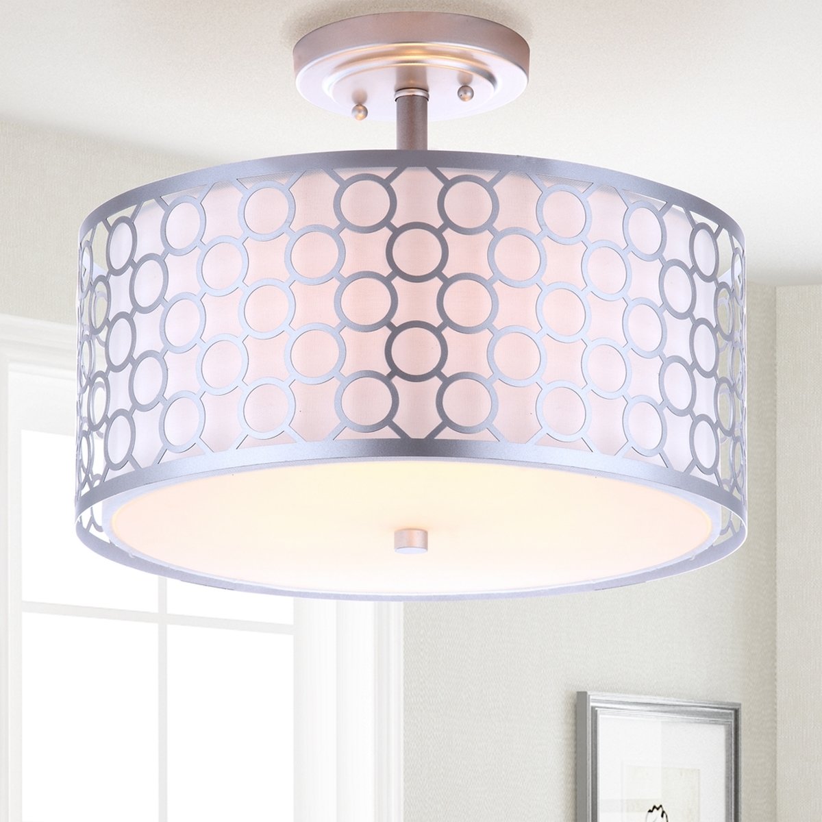Giotta Circle Trellis 3 Light 16-Inch Dia Semi Flush