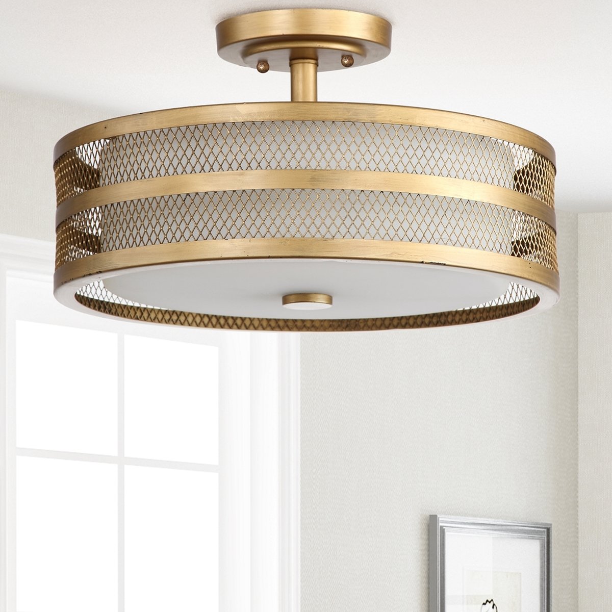 Greta 3 Light Chrome 15.75-Inch Dia Veil Semi Flush