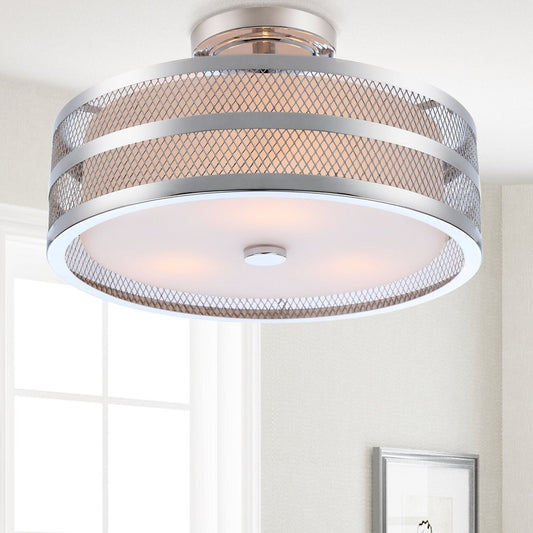 Greta 3 Light Chrome 15.75-Inch Dia Veil Semi Flush
