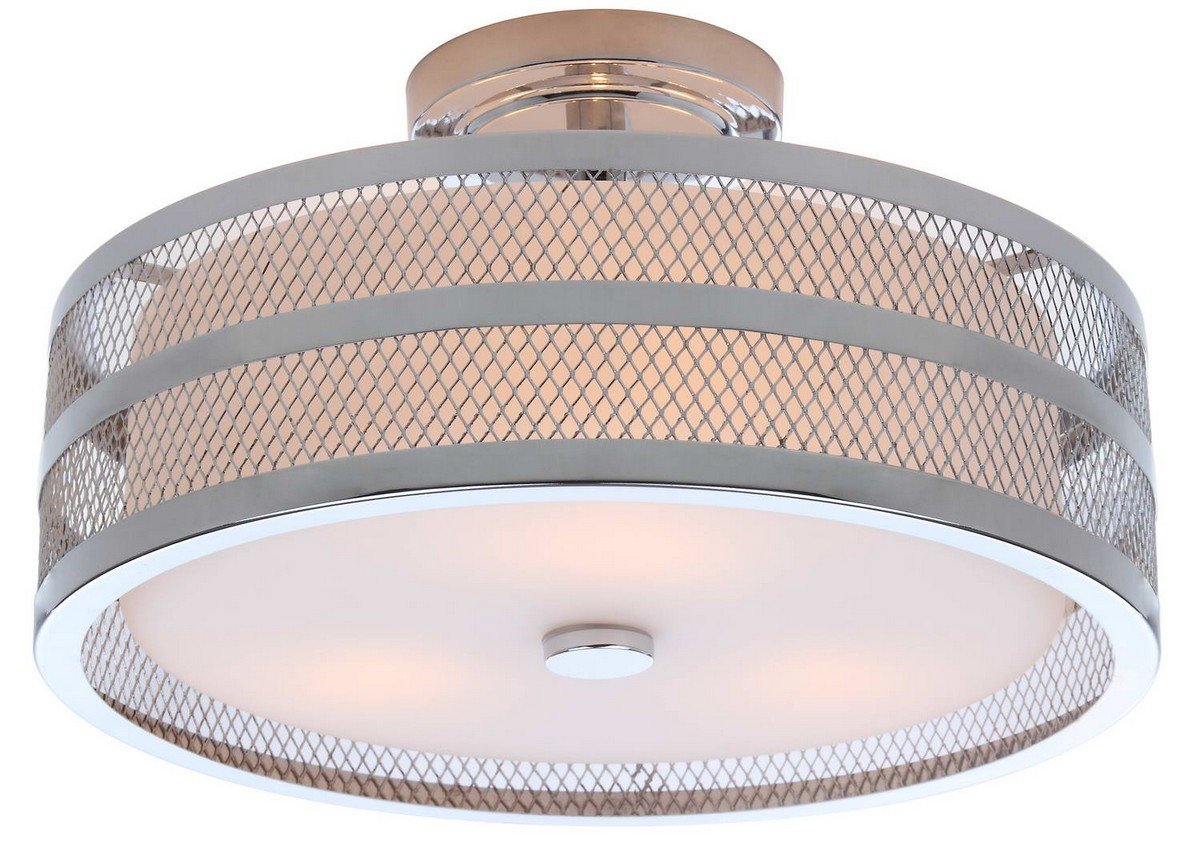 Greta 3 Light Chrome 15.75-Inch Dia Veil Semi Flush
