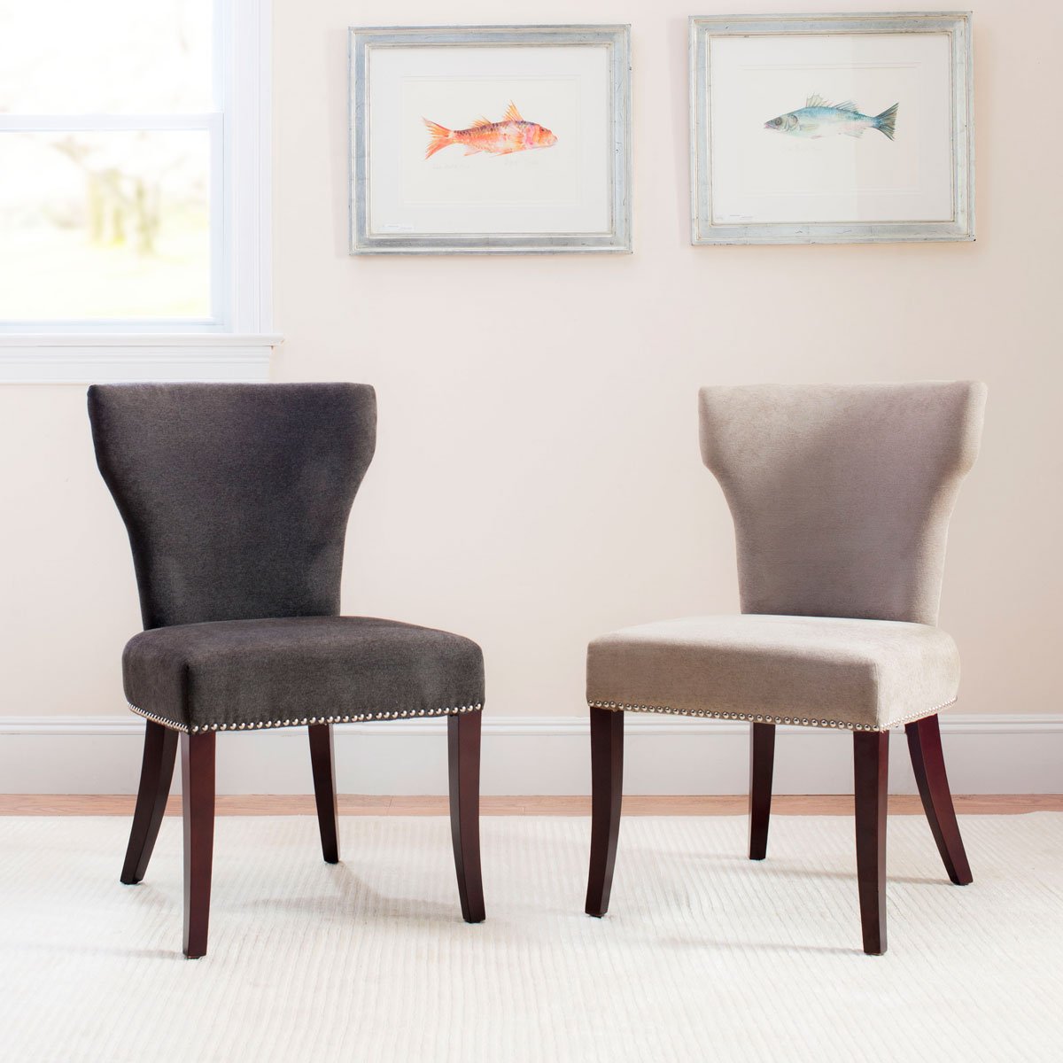 Ryan 22''h Fabric Side Chair - Nickel Nail Heads (set Of 2)