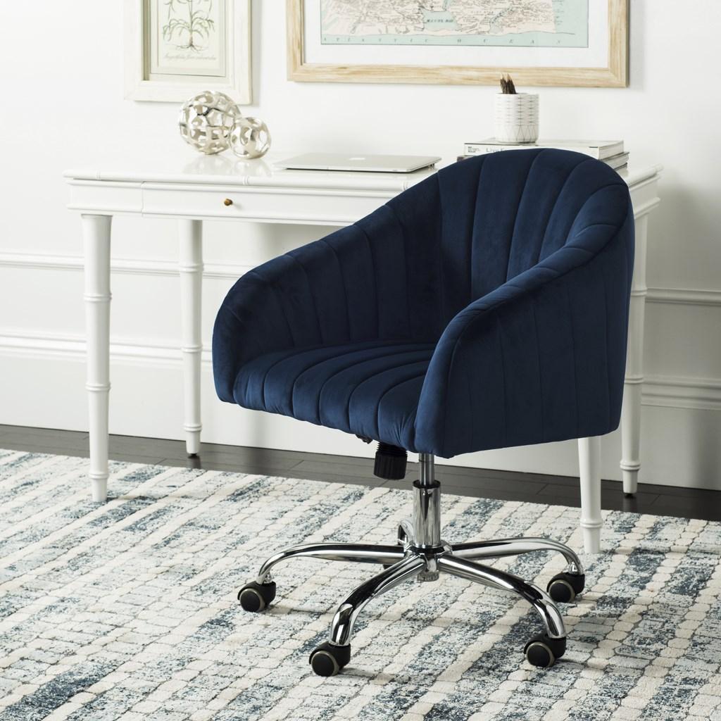 Themis Velvet Chrome Leg Swivel Office Chair