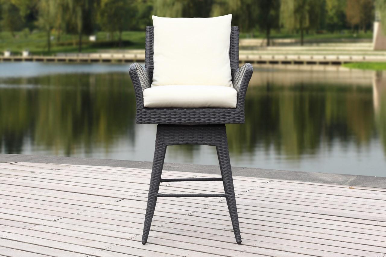 Hayes Outdoor Wicker Swivel Armed Counter Stool