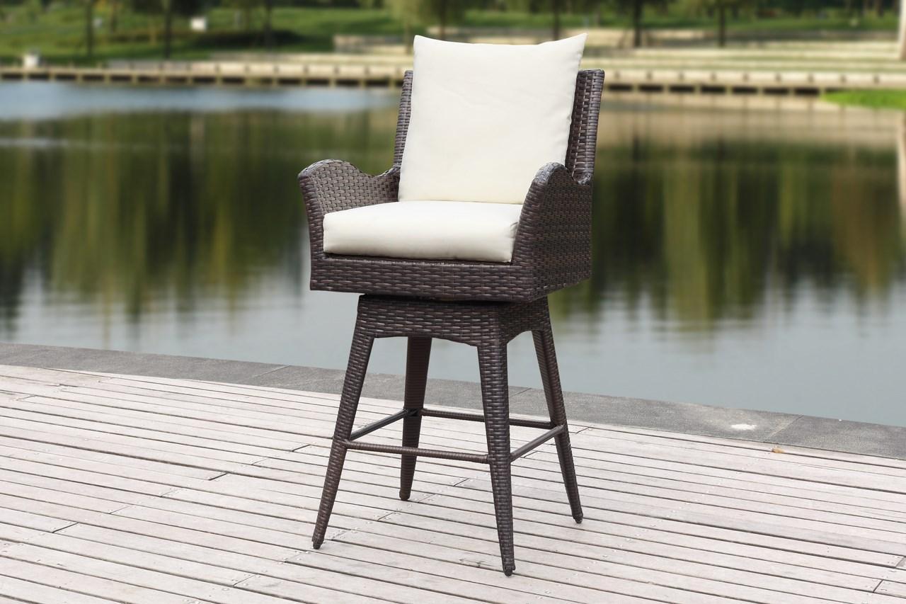 Hayes Outdoor Wicker Swivel Armed Counter Stool