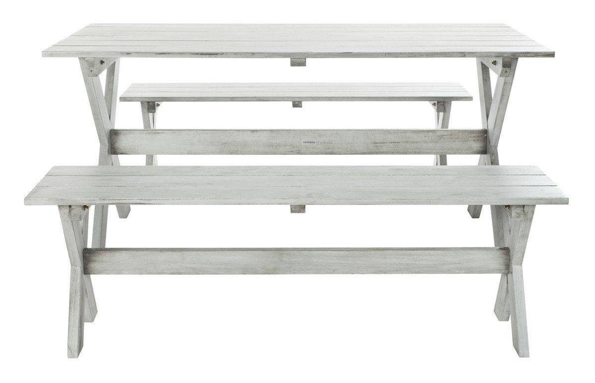 Marina 3 Piece Dining Set With 63-inch L Table And 2 Backless Benches