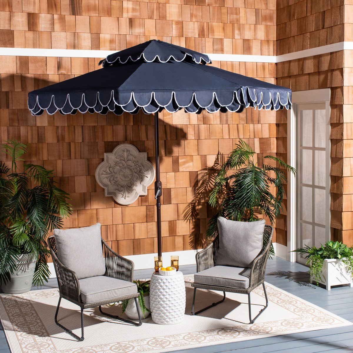 Elegant Valance 9ft Double Top Umbrella