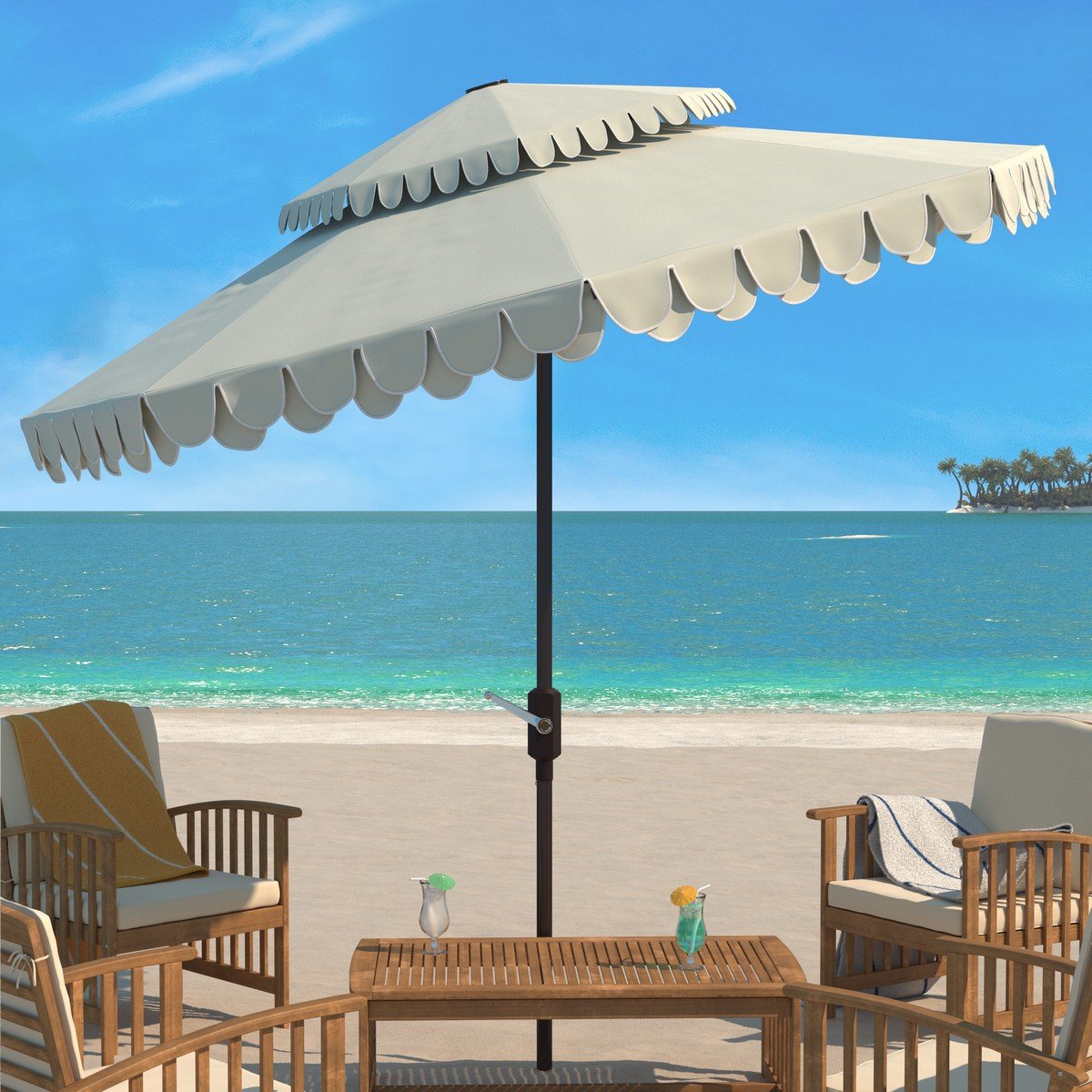 Elegant Valance 9ft Double Top Umbrella