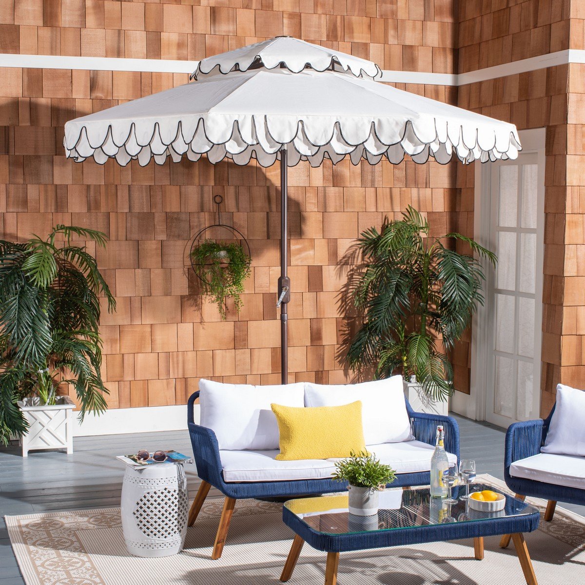 Elegant Valance 9ft Double Top Umbrella