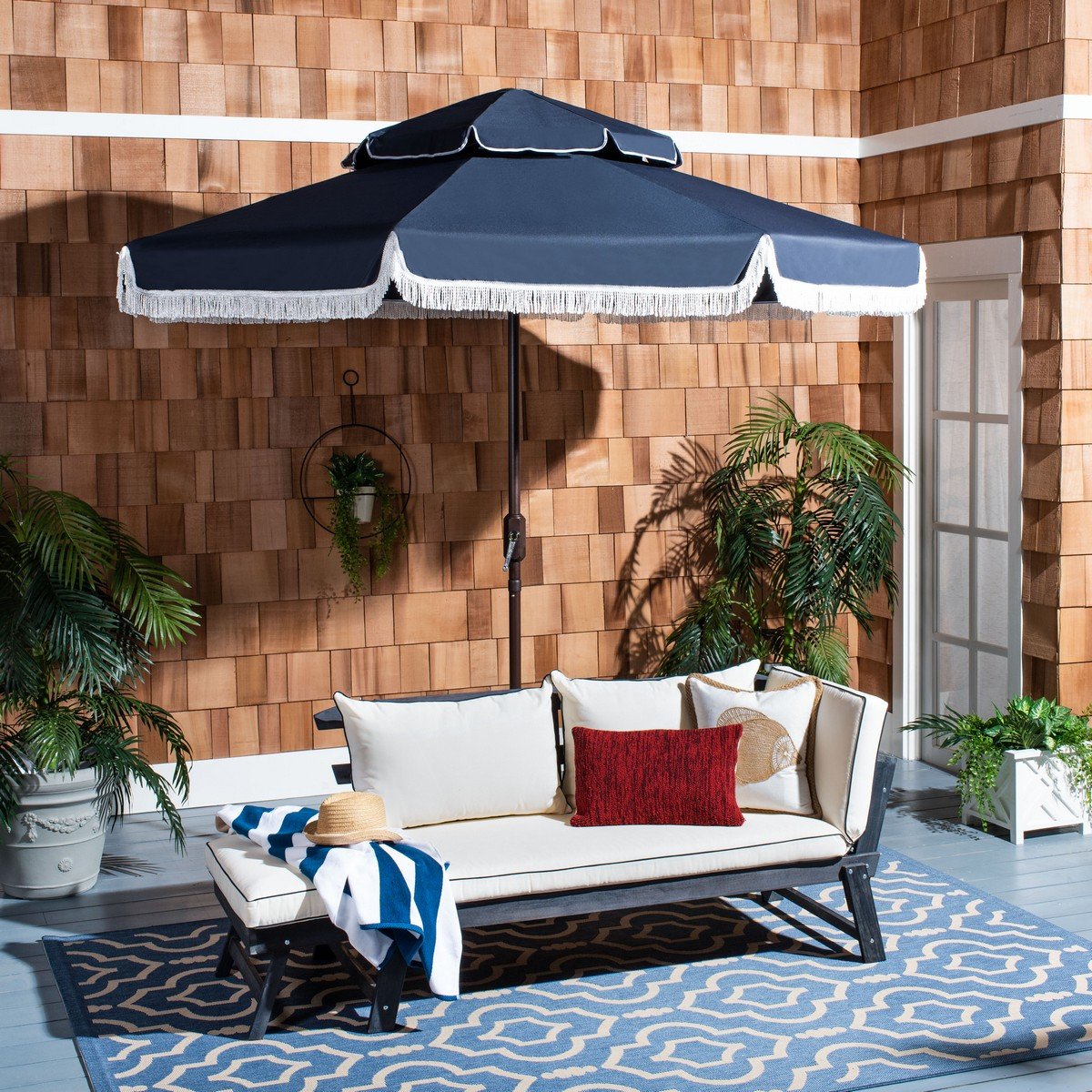 Milan Fringe 9ft Double Top Crank Umbrella