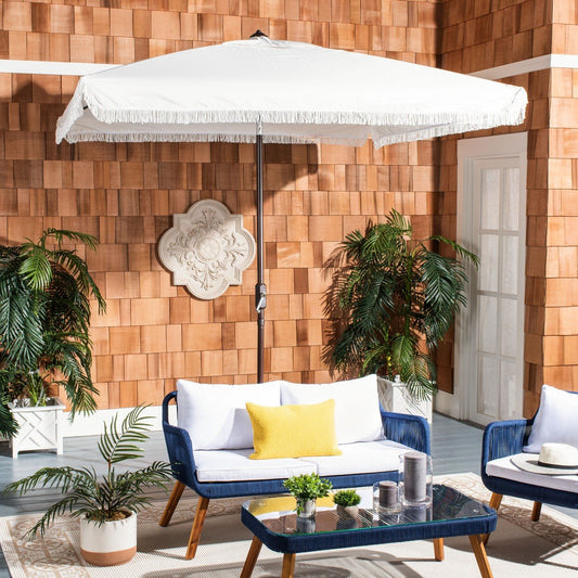 Milan Fringe 7.5 Ft Square Crank Umbrella