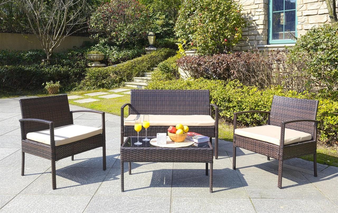 Mattia 4 Piece Rattan Living Set