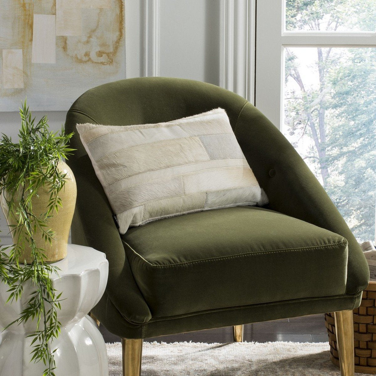 Ruled Cowhide Pillow