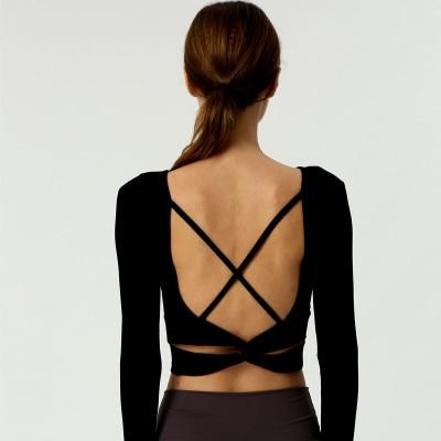 Astoria Ribbed Open-Back Crop - Black