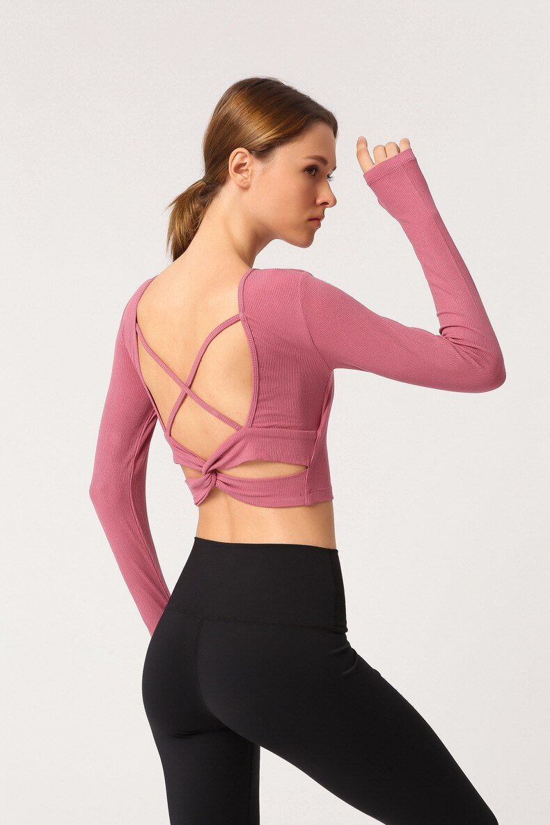 Astoria Ribbed Open-Back Crop - Pink