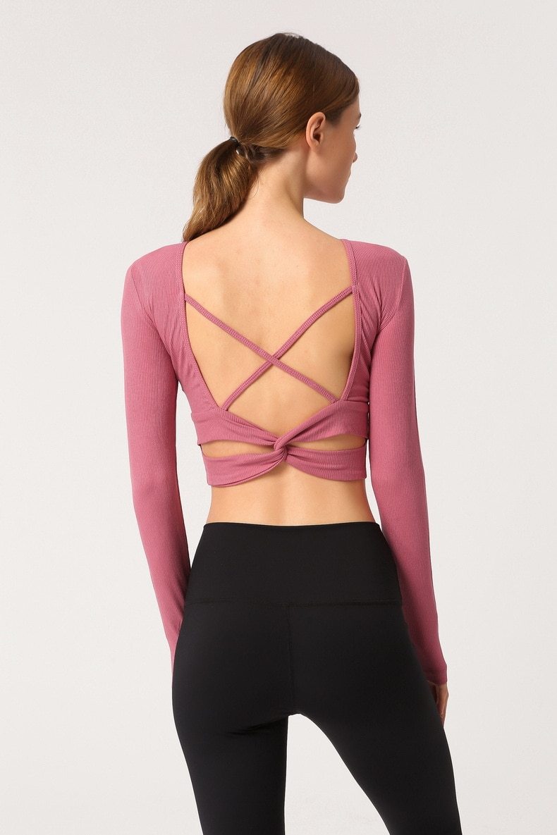 Astoria Ribbed Open-Back Crop - Pink