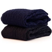 Bamboo Cable Knit Socks Navy &amp;amp; Black 2 Pairs