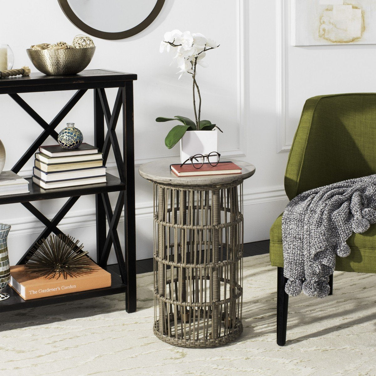 Fane Indoor - Outdoor Modern Concrete 23.23 Inch H Side Table