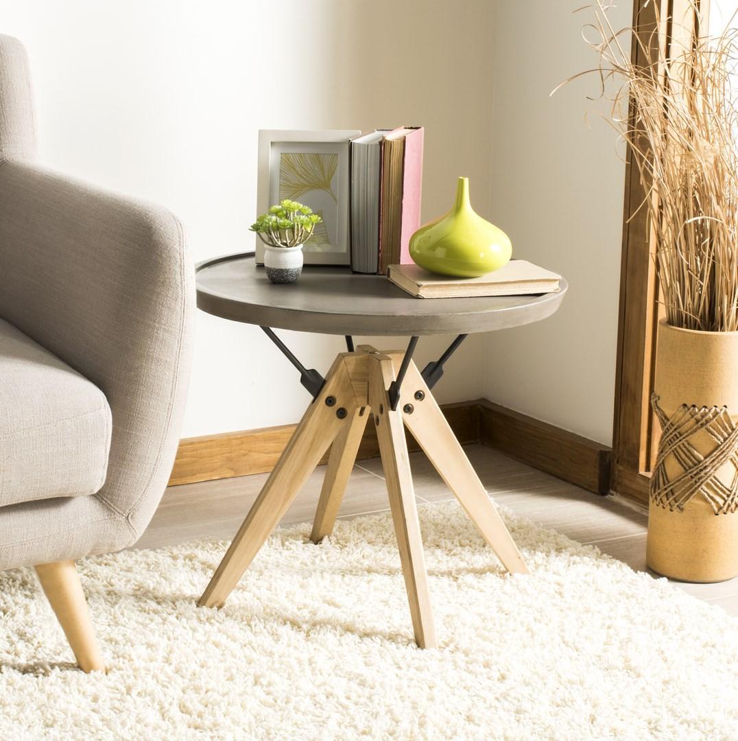 Farmond Indoor - Outdoor Modern Concrete 19.69-inch H Side Table
